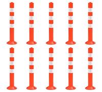 Runheo Paletti di arresto 10 pz. 75 cm PE rosso argento con strisce riflettenti, ben visibili per l'etichettatura di superfici bloccate, parcheggi, vialetti, accessi, garage, cortile e azienda