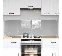 Runheo Pannello posteriore da cucina, 2 pezzi, grigio chiaro, 80 x 50 cm, vetro temperato, resistente al calore, 6 mm, con 4 fori, per cucinare, arrostire e cucinare, come pratica protezione ed