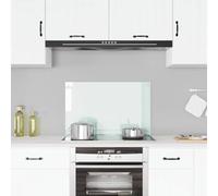 Runheo Pannello posteriore da cucina bianco latte in vetro temperato da 6 mm, 80 x 50 cm, resistente ai graffi e al calore, con accessori di montaggio, ideale per cucina, protegge dagli schizzi di