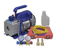 Runheo Pompa a vuoto monostadio con distributore a 4 vie Manometro Set Alloggiamento Alluminio 220V 50Hz 120W per Condizionatore Accessori Refrigerante R134 R410a R22 R407c Riparazione e Manutenzione