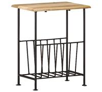 Runheo Portariviste in legno di mango massiccio e acciaio, 40 x 30 x 50 cm, robusto portariviste come portariviste e espositore per volantini, per soggiorno, ufficio, bagno, divano e angolo lettura