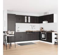 Runheo Porto - Mobiletto sottolavello in legno nero, 80 x 46 x 81,5 cm, con 2 ante, mobile per bagno e WC degli ospiti, salvaspazio, in piedi