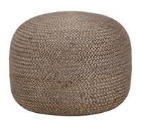 Runheo Pouf fatto a mano, grigio chiaro, 45 x 30 cm, in iuta con imbottitura in perle EPS, imbottito, versatile come poggiapiedi, ottomano, tavolino o cassapanca