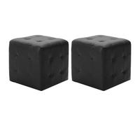 Runheo Pouf sgabello 2 pezzi, nero, 30 x 30 x 30 cm, in ecopelle, imbottito, con telaio in legno, poggiapiedi quadrato, pieghevole, come ripiano e mobile per soggiorno, camera da letto, corridoio