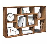 Runheo Scaffale da parete in legno anticato, 85 x 16 x 52,5 cm, con 8 scomparti, salvaspazio, per soggiorno, camera da letto e ufficio, scaffale stabile con elevata portata e design elegante