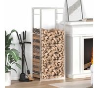 Runheo Scaffale per legna da ardere in acciaio inox, 50 x 28 x 132 cm, supporto per legna da ardere, per giardino e soggiorno, con cesto, supporto, impilabile per riporre la legna da ardere, per