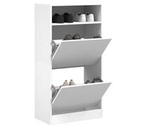 Runheo Scarpiera bianca in legno da 60 x 34 x 116 cm, salvaspazio, con alette e ripiano per corridoio, ingresso, ideale come organizer e sistema di stoccaggio