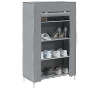 Runheo Scarpiera grigia in tessuto non tessuto, 60,5 x 30 x 97 cm, con 4 ripiani e porta a rotelle per corridoio, ingresso, salvaspazio, scarpiera chiusa, organizzatore, robusta struttura in acciaio