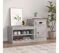 Runheo Scarpiera in legno grigio cemento, 100 x 42 x 60 cm, con molto spazio, chiusa, salvaspazio, per corridoio, ingresso, organizer, mensola e comò