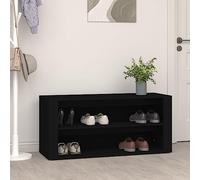 Runheo Scarpiera nera in legno, 100 x 35 x 45 cm, con 2 scomparti e piastra superiore stabile, per corridoio, ingresso, salvaspazio, armadio chiuso con spazio e funzione organizer