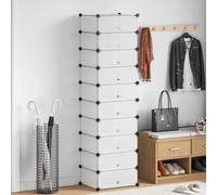 Runheo Scarpiera pieghevole con 10 scomparti, in plastica bianca e telaio in acciaio, salvaspazio e facile da pulire, impilabile, con porta, ideale per corridoio, corridoio