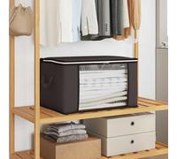 Runheo Scatola portaoggetti antracite con finestra laterale trasparente, organizer in tessuto non tessuto, pieghevole e impilabile, 50 x 30 x 25 cm, ideale come aiuto in ordine per camera da letto