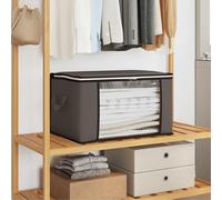 Runheo Scatola portaoggetti con finestra laterale trasparente, grigio, 6 pezzi, pieghevole, traspirante, in tessuto non tessuto, 60 x 43 x 35 cm, con doppia cerniera, pratiche maniglie