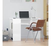 Runheo Scrivania bianca lucida, 100 x 55 x 75 cm, in legno, con spazio e cassetto, per ufficio, studio, casa, ergonomica, salvaspazio