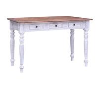 Runheo Scrivania con cassetti, bianca, 117 x 57 x 75 cm, in legno massiccio anticato, spazio e ripiano, ideale come scrivania per computer, ufficio, casa, ufficio, ergonomica e salvaspazio, per studio