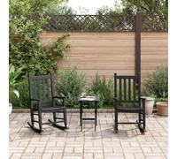 Runheo Sedia a dondolo per bambini, 2 pezzi, nera, in legno massello di pioppo, con rete a doghe, ergonomica, per balcone, terrazza, soggiorno, ideale per leggere, dondolare, dondolare e rilassarsi