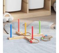 Runheo Set da lanciare ad anelli in legno di pino massiccio, 41 x 41 x 16 cm, multicolore, gioco di lancio per interni ed esterni, promuove la destrezza, ideale per giardino, feste, campeggio, gioco