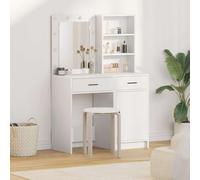 Runheo Set da toeletta con illuminazione a LED a specchio, 2 pezzi, in legno bianco, 50 x 41 x 135 cm, con cassetti e ripiani, fonte di alimentazione USB, ideale per camera da letto, bagno