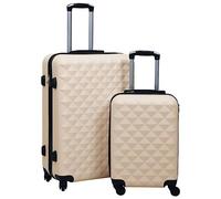 Runheo Set di 2 trolley rigidi, in ABS dorato con serratura di sicurezza, ruote a 360 gradi, cinghia interna, maniglia, salvaspazio, per viaggi, vacanze, aereo, treno