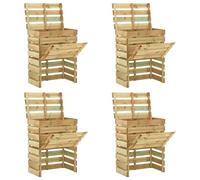 Runheo Set di 4 compostiere a doghe da 80 x 50 x 100 cm, in legno di pino impregnato, con coperchio, per il riciclaggio e la ventilazione in giardino, aiuola, terrazza, esterni