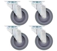 Runheo Set di 4 ruote girevoli da 75 mm in TPR e ferro con rivestimento in zinco, portata 45 kg per ruote, silenziose e delicate sul pavimento, per banco da lavoro, carrello di trasporto, logistica di