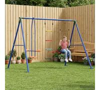 Runheo Set di altalene per esterni, multicolore, in acciaio e polietilene, 263 x 185 x 185 cm, torre da gioco con scivolo, sabbiera a dondolo per giardino, cortile, terrazza, parco giochi all'aperto