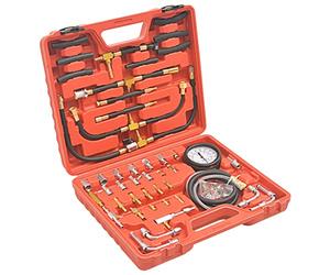 Runheo Set di manometro per iniezione di carburante per auto, 70 pezzi, con manometro da 0 a 10 bar e da 0 a 140 psi, adattatore per Bosch CIS, GM TBI e Ford EFI, con valigetta per officina e