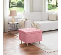 Runheo Sottomano con cuscino, in velluto rosa, 60 x 60 x 45 cm, imbottito, stabile, con spazio, versatile per soggiorno, camera da letto, corridoio, seduta comoda, robusto e antiscivolo