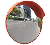 Runheo Specchietto traffico convesso in plastica PC arancione, diametro 45 cm, con parasole e staffa di montaggio, resistente alle intemperie per esterni, montaggio a pali per incroci e strade strette
