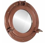 Runheo Specchio da parete a forma di oblò, diametro 30 cm, in alluminio e vetro, con cornice marrone rame, montaggio a parete con materiale di fissaggio, specchio cosmetico decorativo per soggiorno