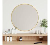 Runheo Specchio da parete dorato rotondo, diametro 50 cm, vetro con cornice in PVC, specchio cosmetico per bagno, camera da letto, soggiorno, corridoio, specchio da bagno illuminato con specchio