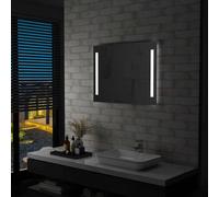 Runheo Specchio da parete per bagno con LED, 80 x 60 cm, telaio in alluminio argentato, illuminato con barre luminose opache, protezione IP44, adattatore e materiale di fissaggio inclusi