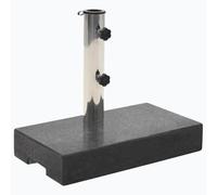 Runheo Supporto per ombrellone in granito, 25 kg, rettangolare, nero, con supporto in acciaio inox e 2 bulloni di bloccaggio, adattatore per palo da 38/48 mm, cuscinetti antiscivolo, base stabile per