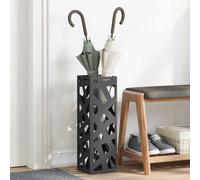 Runheo Supporto per ombrellone nero in metallo, 15,5 x 15,5 x 49 cm, con vaschetta antigoccia e organizer per ombrello, bastone da passeggio, bastone da trekking, ideale per corridoio, ingresso e