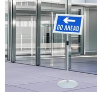 Runheo Supporto per poster in PVC e acciaio, 33 x 33 x 126 cm, regolabile in altezza da 97,5 a 126 cm, girevole e inclinabile per negozi, fiere, kiosco e museo