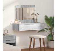 Runheo Tavolo da toeletta con cassetto, grigio, 83 x 40 x 70 cm, in legno, moderno, con specchio, per camera da letto, spogliatoio, camera dei ragazzi e organizzazione dei trucchi