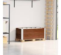 Runheo Telaio per pallet, in legno di pino massiccio, 2 pezzi, marrone, 100 x 50 cm, per pallet europei, magazzino, piattaforma di trasporto, con angoli pieghevoli in metallo zincato e impilabile