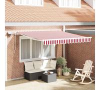 Runheo Tenda da sole retrattile rossa e bianca in tessuto e acciaio, 300 x 250 cm, con braccio articolato e manovella, per balcone, giardino, come protezione solare flessibile e ombra, impermeabile