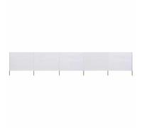 Runheo Tessuto antivento, 5 pezzi, 600 x 160 cm, bianco sabbia, in tessuto non tessuto con pali in legno, pieghevole, impermeabile, protezione dal vento, per giardino, balcone, terrazza, esterni e