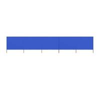 Runheo Tessuto paravento, 5 pezzi, blu azzurro, pieghevole, 600 x 80 cm, con pali in legno, per giardino, balcone e terrazza, protezione da vento e sguardi, per esterni, impermeabile e resistente ai