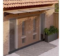 Runheo Tettoia per porta, nera, 396 x 90 cm, in policarbonato, resistente alle intemperie, con robusto telaio in alluminio e supporti in ABS, tettoia come protezione solare, protezione dal vento e