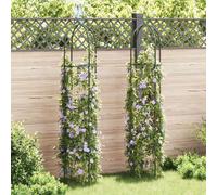 Runheo Torre da giardino in ferro, 2 pezzi, verde scuro, 38 x 190 cm, stabile arco per rose, pergola, traliccio per piante rampicanti come clematide, vino, edera su balcone, terrazza, giardino