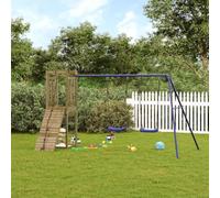 Runheo Torre da gioco in legno di pino impregnato in autoclave, altalena con struttura da arrampicata, sabbiera e parete da arrampicata, piedistallo da 90 cm, parco giochi da giardino per esterni