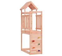 Runheo Torre da gioco marrone in legno massiccio di Douglas, 53 x 110,5 x 214 cm, per giardino, cortile e terrazza, con piedistallo, scala, scivolo e rete da arrampicata per movimento e avventura
