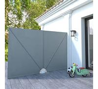 Runheo Ventaglio laterale pieghevole per terrazza, grigio, 300 x 200 cm, impermeabile, resistente ai raggi UV, per esterni, balcone, giardino, protezione da vento, con telaio in acciaio e supporto da