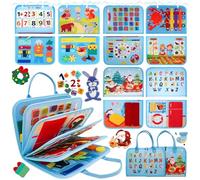 RunHero Busy Board Montessori, giocattolo per bambini a partire da 1 anno, quiet Book Activity Board giocattolo per motorie, libro in feltro Sensory Toy 1 2 3 4 5 anni, bambini ragazzi ragazze (blu)