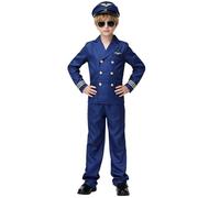 Runhomal Bambini Uniforme Dell'Ufficiale Nave Uniforme Capitano Costumi Capitano Ragazzi Vestiti Ammiraglio Police Detective Rave Blu 10-12 anni