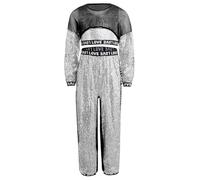 Runhomal Bambini Vestiti Da Danza Hip Hop In 3 Pezzi Per Ragazze Competizione Ginnastica Abbigliamento Per La Squadra Di Danza Della Scuola, argento, 5-6 Anni