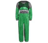 Runhomal Bambini Vestiti Da Danza Hip Hop In 3 Pezzi Per Ragazze Competizione Ginnastica Abbigliamento Per La Squadra Di Danza Della Scuola, verde, 15-16 anni