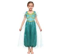 Runhomal Collant Con Paillettes Per Ragazza Bambino Vestito Principessa Araba Costume Halloween Costumi Da Gioco Di Ruolo Tuta Principessa 5-16 Anni Verde 13-14 anni